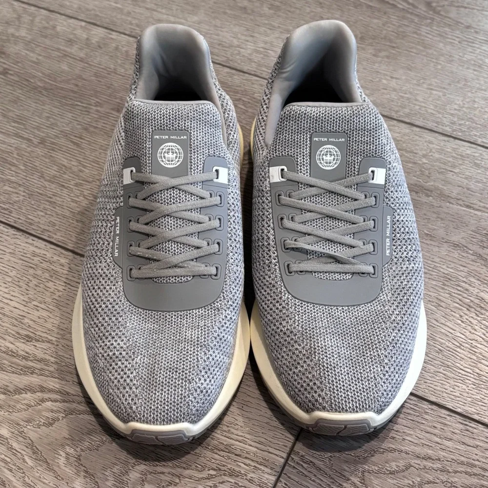 Peter Millar Hyperlight Apollo Mens 8.5 Grey Knit Sneakers Running Shoes Casual